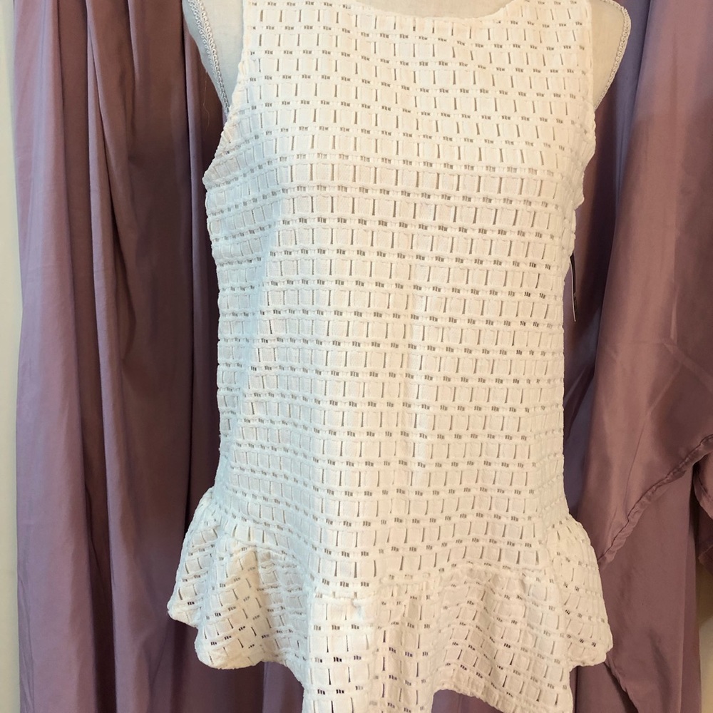 Crown and Ivy White top with ruffle NWT